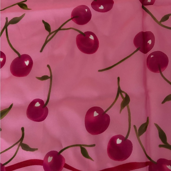 Cherry Print Pink Scarf - Picture 2 of 4